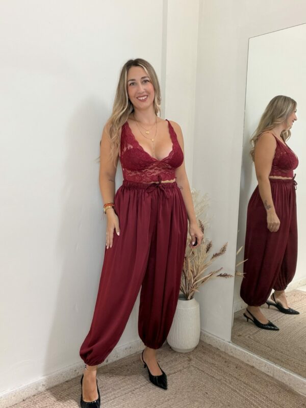 Pantalón SATINADO BURDEOS