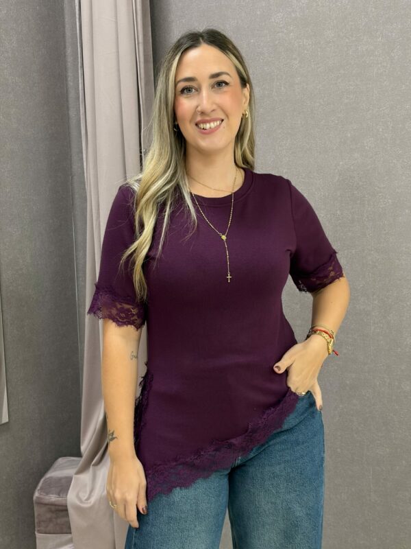 Camiseta ENCAJE BERENJENA
